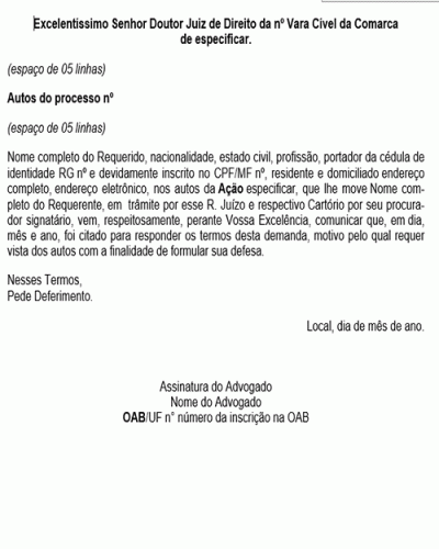 Modelo de Petição Retirada dos Autos para Contestar a Ação - Novo CPC Lei nº 13.105.2016