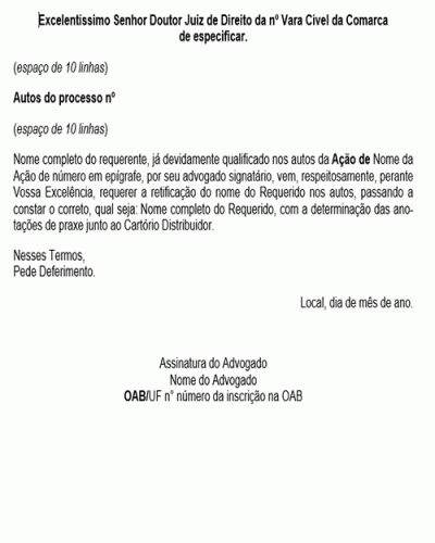 Modelo de Petição Retificação do Nome - Processo em Andamento - Novo CPC Lei nº 13.105.2015