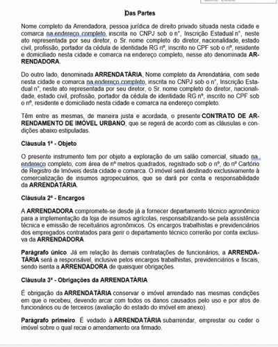 Modelo de Contrato Arrendamento de Imóvel Urbano