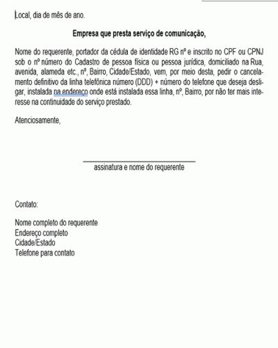 Modelo de Petição Cancelamento de Linha Telefônica