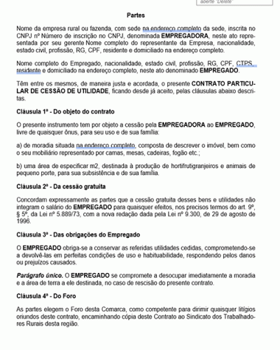 Modelo de Contrato Cessão de Utilidade