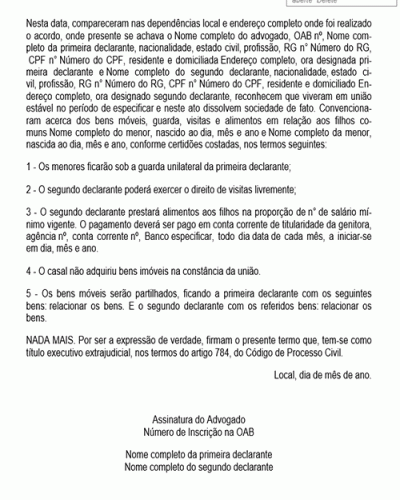 Modelo de Contrato Instrumento Extrajudicial de Conciliação - Novo CPC Lei nº 13.105.15