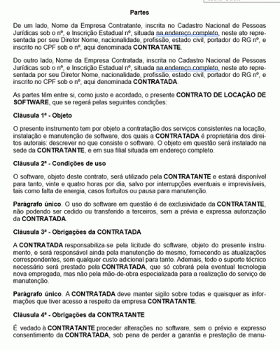 Modelo de Contrato Locação de Software