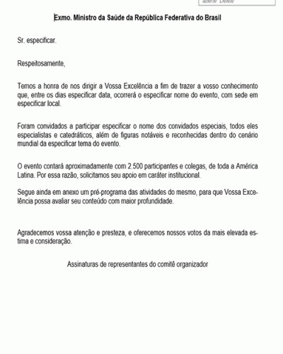 Modelo De Carta Pedido De Apoio Institucional Para Evento