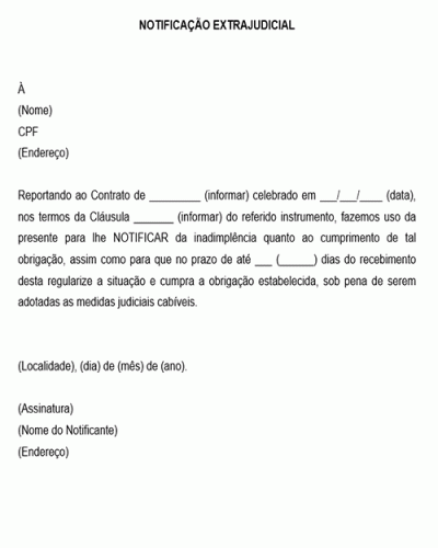 Modelo de Notificação Extrajudicial para Cumprimento de Obrigação Contratual