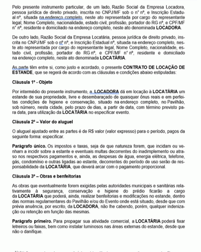 Modelo de Contrato Locação de Estande