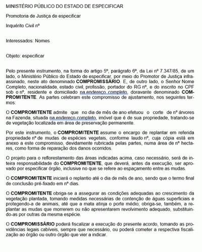 Modelo de Contrato Compromisso de Ajustamento