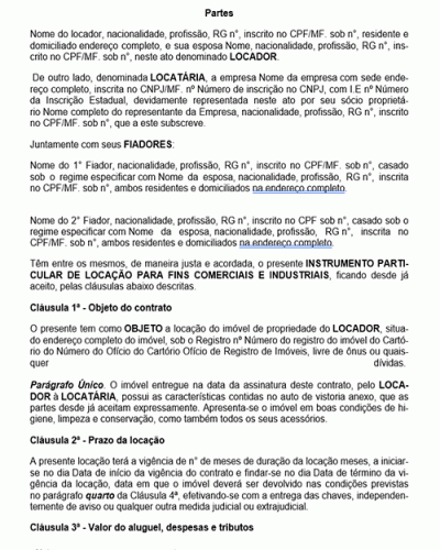 Modelo de Contrato Locação de Imóvel Comercial com Fiador