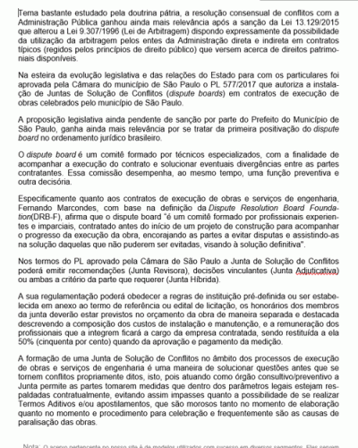 Modelo de Artigo - Solução Consensual de Conflitos em Contratos de Obras Públicas