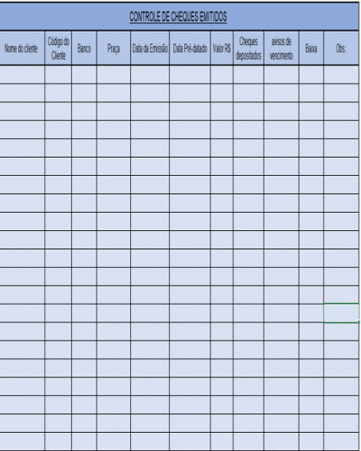 Modelo de Controle de Cheques Emitidos