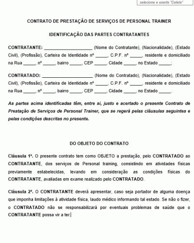 Projeto Avaliação Física - Personal Trainer Modelo de Formulário