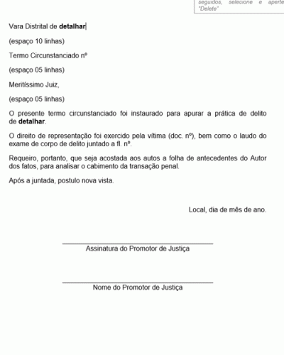 Modelo de Petição Cota Requerendo Folha de Antecedentes (Jecrim)