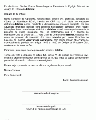 Modelo de Petição Agravo de Instrumento Recolhimento do Imposto Causa Mortis em Ação de Inventário