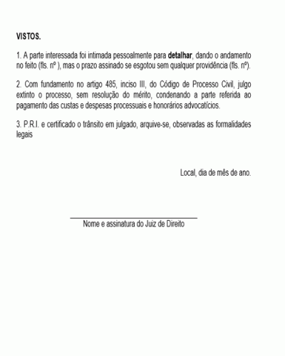 Modelo de Petição Extinção do Processo pelo Juiz