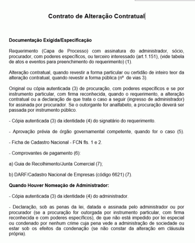 Modelo de Contrato de Alteração Contratual