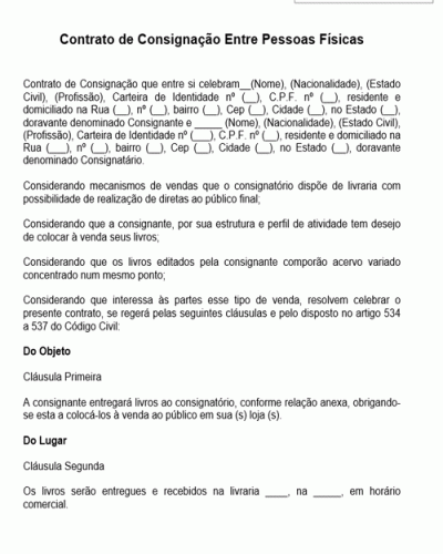 Modelo de Contrato de Consignação Entre Pessoas Físicas