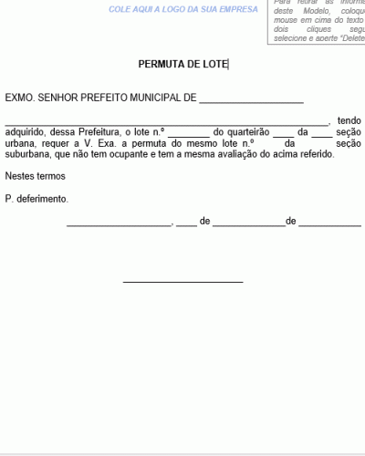 Modelo de Requerimento - Permuta de Lote