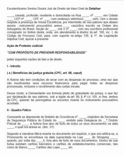 Modelo de Petição Protesto Judicial De Terceiros