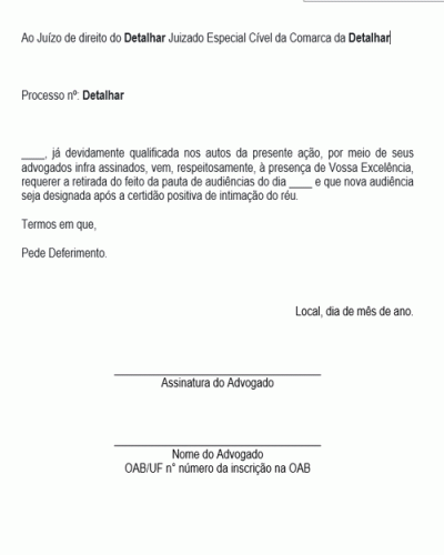 Modelo de Petição Retirar Feito de Pauta por Falta de Citação