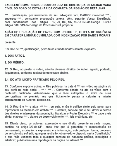 Modelo de Petição Inicial de Dano Moral Movida Contra Político