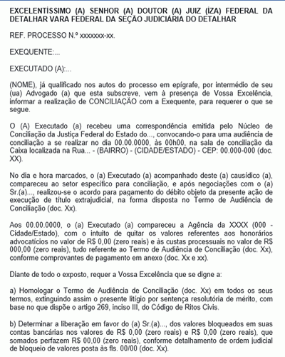 Modelo de Petição Informando Realização de Acordo Extrajudicial na Ação de Execução de Título Extrajudicial