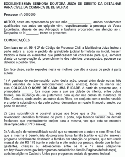 Modelo de Petição Comprovação da Justiça Gratuita