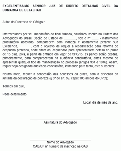 Modelo De Petição Pedido De Reforma Do Despacho Para Designação Audiência