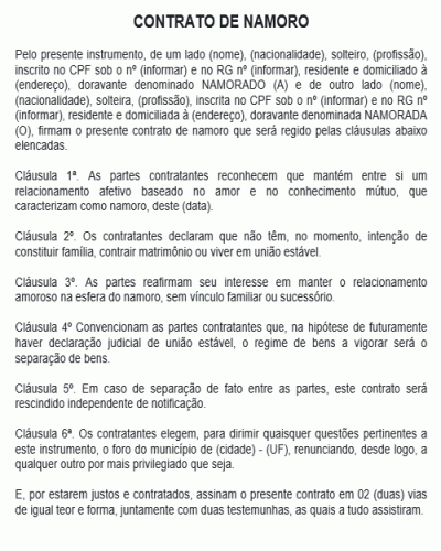 Contrato de Namoro: Amor Líquido e Direito de Família Mínimo - Fórum Digital