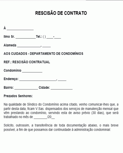 Exemplo De Carta De Rescisão De Contrato Com Imobiliária Dee