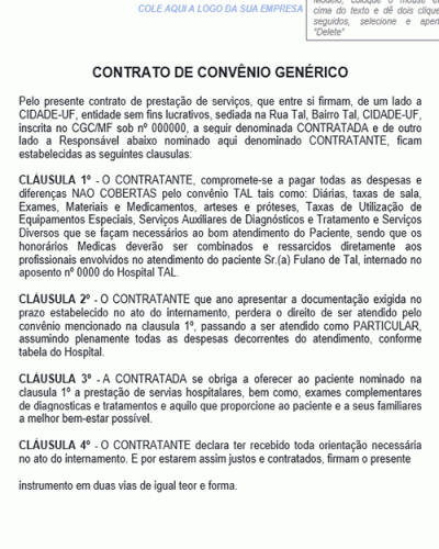 Modelo de Contrato de Convênio Genérico