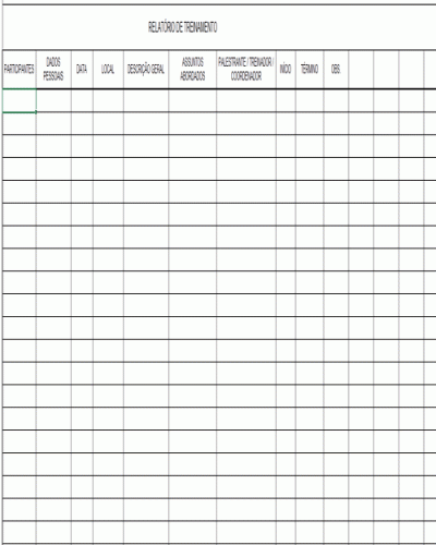 Modelo Simples de Relatório de Treinamento