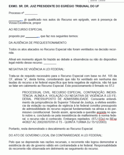 Modelo de Termo de Contrarrazões ao Recurso Especial