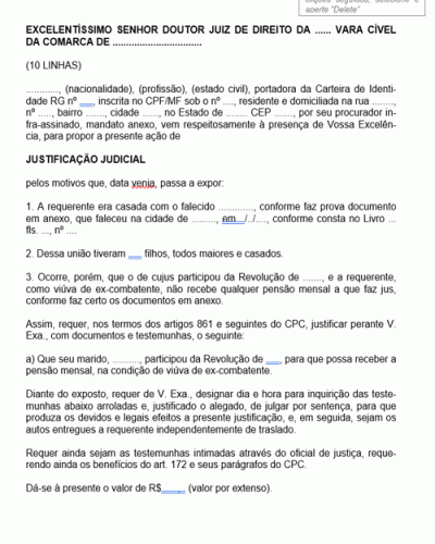 Modelo de Petição Justificação Inicial