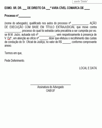 Modelo de Petição Condução Oficial Justiça