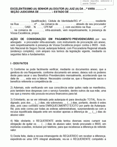 Modelo de Petição Consignação em Pagamento Devolução Indevida Enriquecimento Ilícito