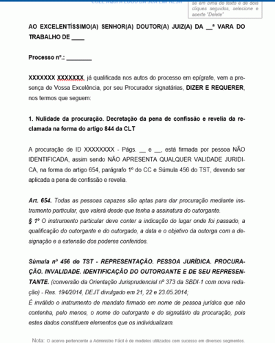 Modelo Petição decretação de revelia