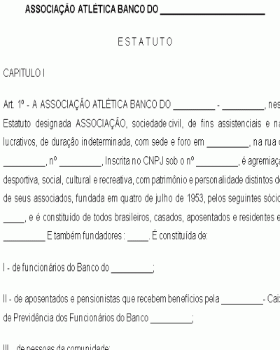 Modelo de Associação Atlética de Banco – Lazer – Associados e Familiares