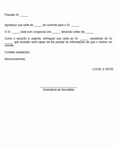 Modelo de Aviso de Encaminhamento de Assunto Urgente Resposta- Modelo Simples