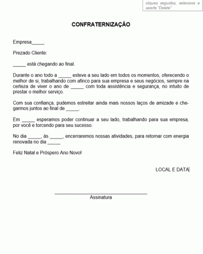 Modelo de Convite para Confraternização de Fim de Ano - Modelo Simples