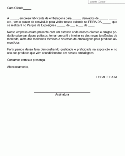 Modelo de Convite para Participação em Feira - Modelo Simples