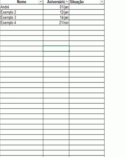 Modelo de Lista de Aniversários - Planilha com filtro para Organização