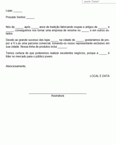 Modelo de Proposta para Vender Produto em Outro Estado - Modelo Simples