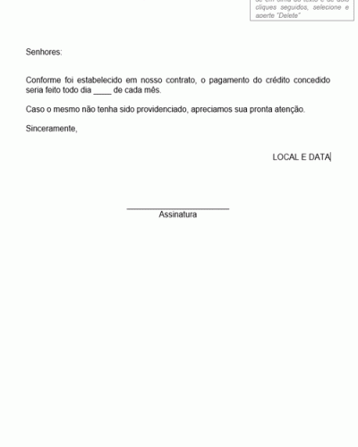 Modelo de Cobrança de Crédito Concedido - Modelo Simples