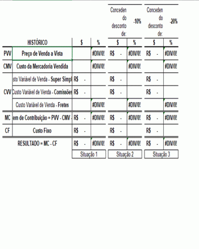 Modelo de Planilha de Decomposição dos Custos - Valor de Venda com Descontos