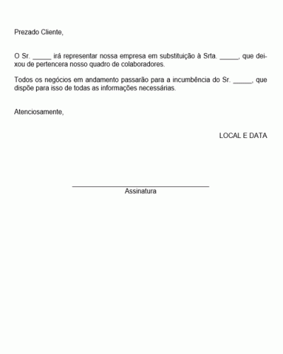 Modelo de Apresentação de Novo Representante Comercial - Modelo Simples