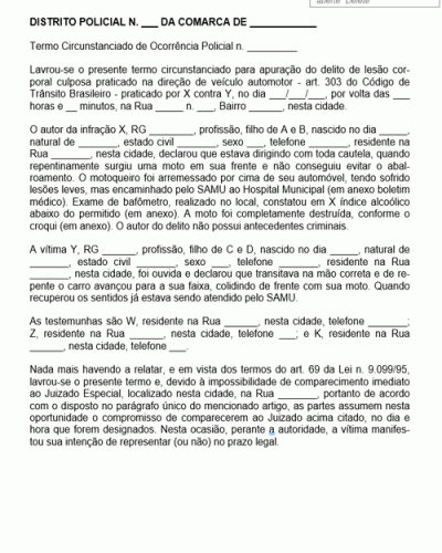 Modelo de Termo Circunstanciado