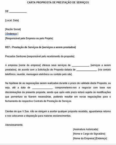 Modelo de Carta Proposta de Prestação de Serviços para Diversos Segmentos - Modelo Completo