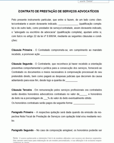 Modelo de Contrato de Honorários Híbrido