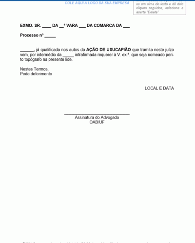 Modelo de Petição Intermediária Perito Topografo