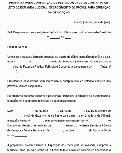 Modelo de Proposta Extrajudicial para Composição de Débito